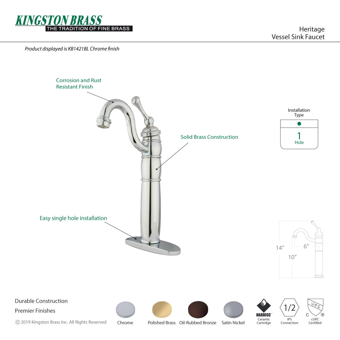 Kingston Brass Heritage Vessel Sink Faucet & Reviews Wayfair